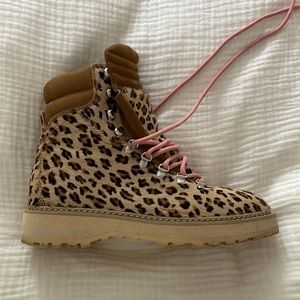 Diemme leopard pony fur hiking boot.size 39